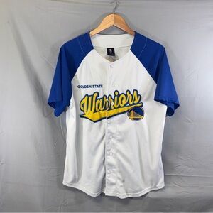 Golden State Warriors Jersey Mens Medium Blue White NBA Basketball Button Front